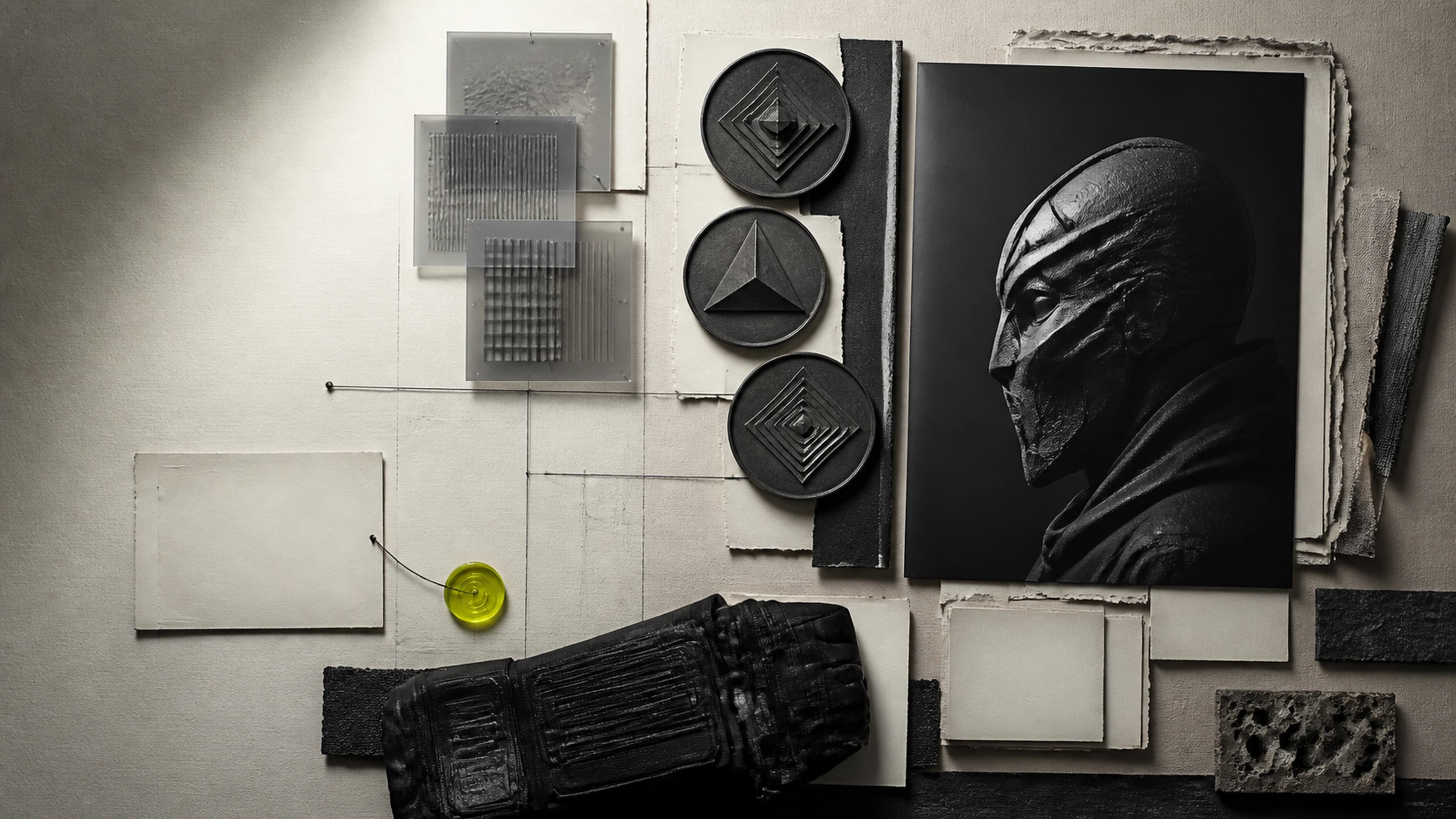 Collector dossier with original portrait, material samples, and achievement medallions